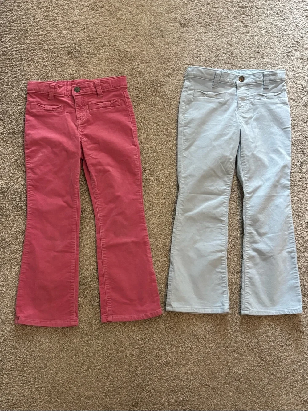 Two Pairs of Girls Gymboree Corduroy Bootcut Pants in Pink and Light Blue Size 6